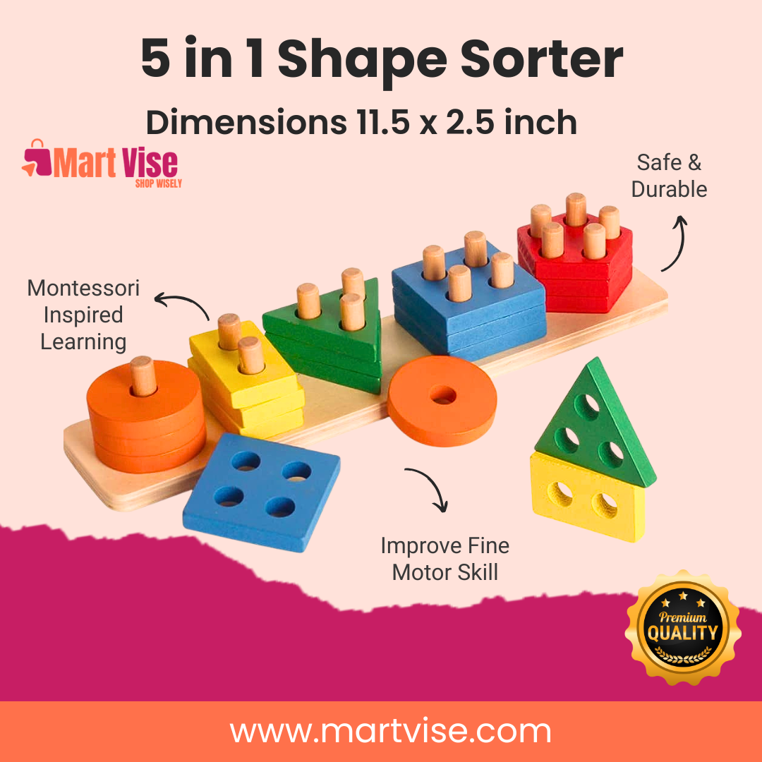5 in 1 Wooden Shape Sorter