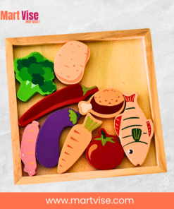wooden-vegetable-meat-puzzle.jpg – Vegetable and meat puzzle tray with colourful wooden pieces for kids