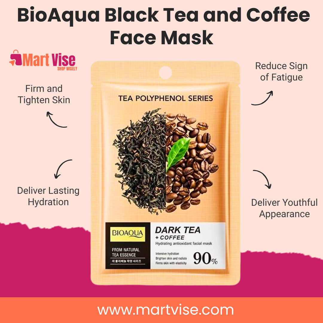 BioAqua Black Tea and Coffee Face Mask – Hydration & Glow