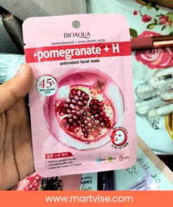 bioaqua-pomegranate-hyaluronic-mask-closeup.jpg – Closeup of Bioaqua Pomegranate Mask with antioxidant essence