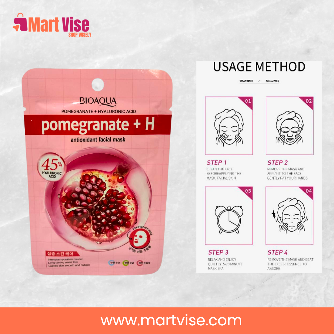 bioaqua-pomegranate-hyaluronic-mask-back.jpg – Back packaging of Bioaqua Pomegranate Mask with product details