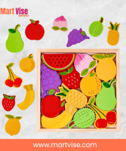 colorful-wooden-fruit-tray – Wooden fruit tray puzzle with colourful fruit pieces.