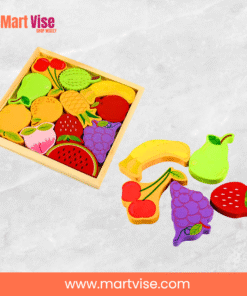 colorful-wooden-fruit-tray – Wooden fruit tray puzzle with colourful fruit pieces.