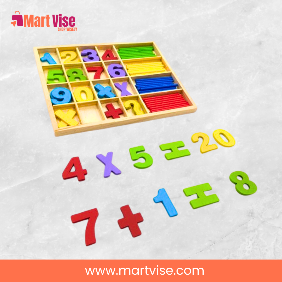 computation-study-box-open – Open Computation Study Box with numbers, clock, and whiteboard.
