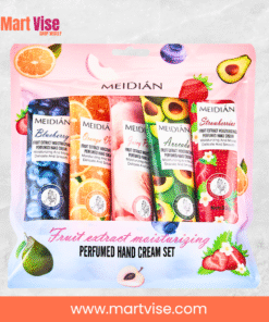 meidian-fruit-extract-cream-set.jpg – Meidian Fruit Extract Cream hand cream set with five fruit-scented tubes