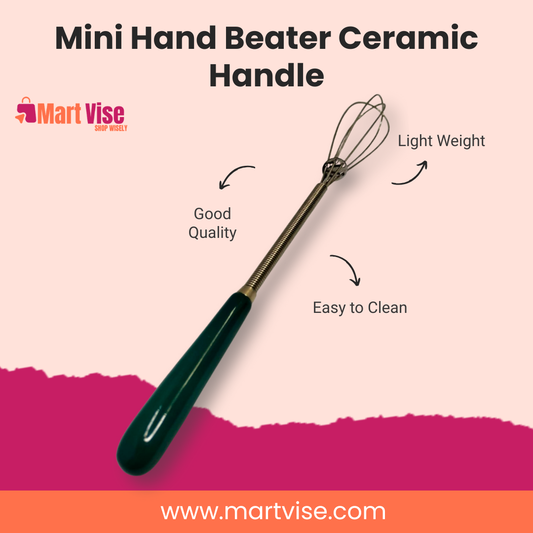 Strong Stainless Hand Beater with Comfortable Ceramic Grip