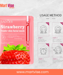 sadoer-strawberry-sheet-mask-front.jpg – Sadoer Strawberry Tender Skin Facial Sheet Mask pack for hydration and glow