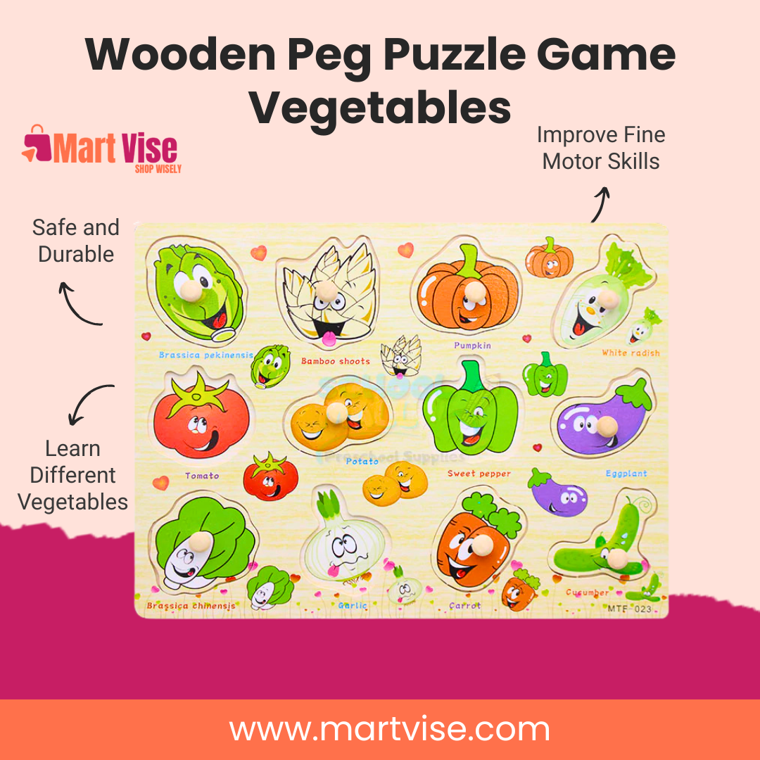 Wooden Peg Puzzle Game Vegetables
