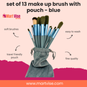 Set of 13 Makeup Brush with Pouch – Blue