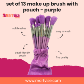 Soft Bristle 13 Makeup Brushes with Travel Pouch – Purple