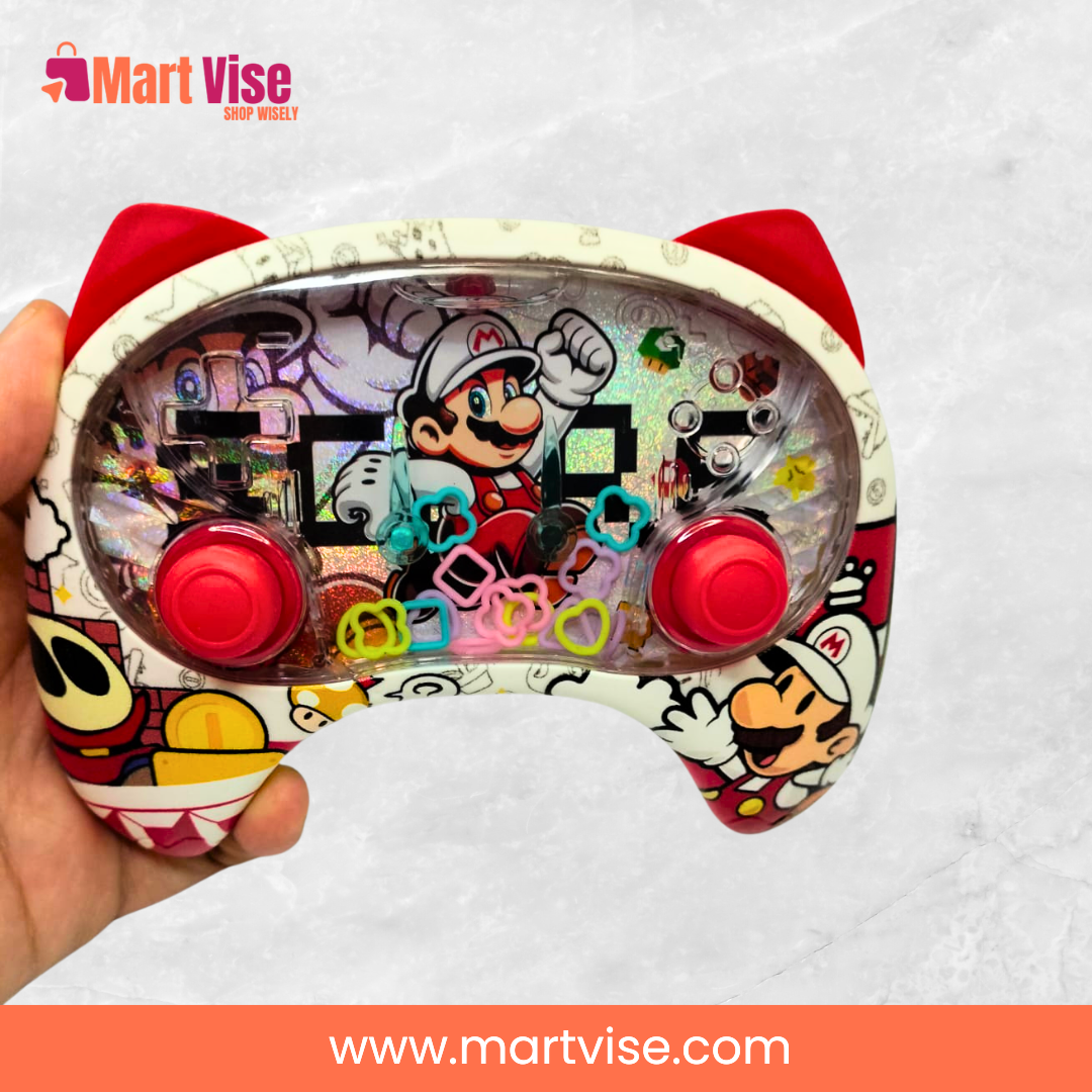 mario-aqua-loop-game-front.jpg – White handheld Mario Aqua Loop water toy for travel and play