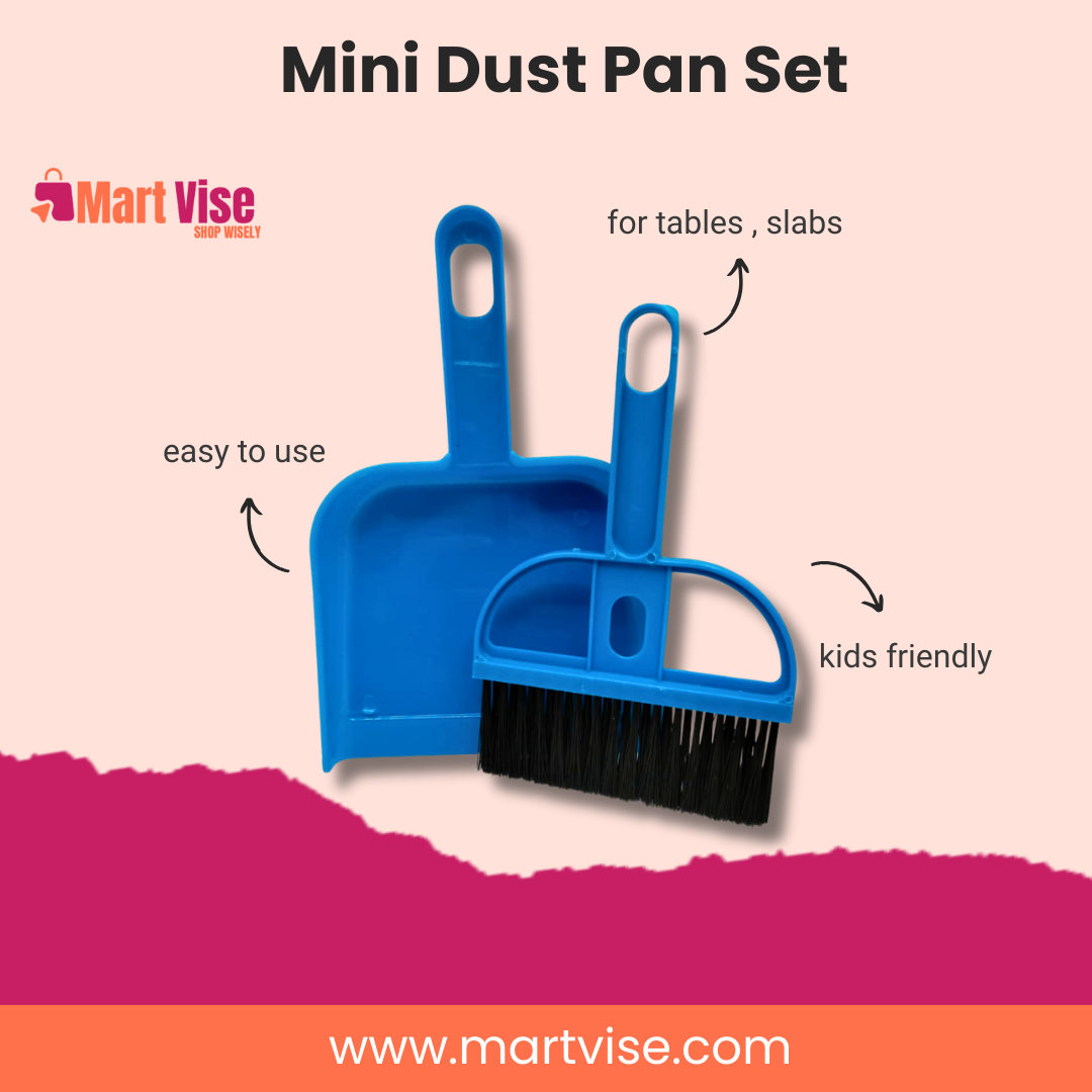 Mini Dust Pan Set – Blue Kids-Friendly Multi-Surface Cleaning Tool