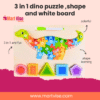 Kids 3-in-1 Dinosaur Wooden Puzzle & Shape Sorter Toy