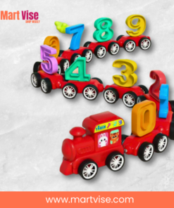 magnetic-train-numbers-closeup.jpg – closeup of magnetic wooden train carriages with numbers and symbols