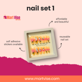 Artificial Nail Set 1 – Floral & Crystal Nail Art Collection