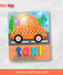 wooden-montessori-taxi-puzzle.jpg – Montessori-style wooden taxi puzzle promoting hand-eye coordination.
