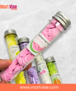 tube-paper-soap-confetti-strawberry.jpg – pink strawberry-scented paper soap confetti tube for handwashing