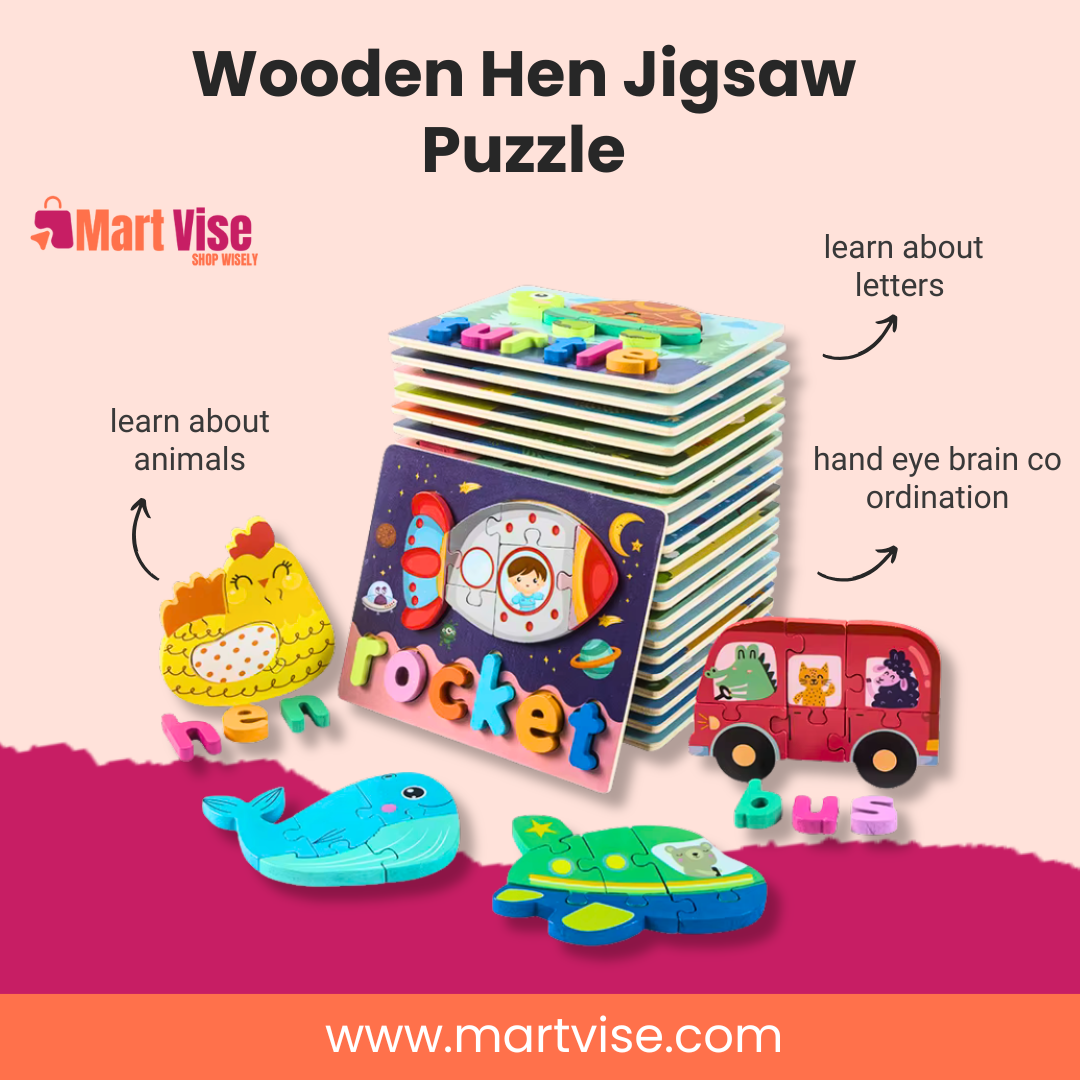 Wooden Hen Jigsaw Puzzle for Cognitive Learning and Better Coordination