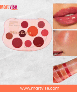 miss-lara-lip-and-cheek-palette.jpg – Miss Lara 10-shade lip and cheek cream palette with creamy colours.