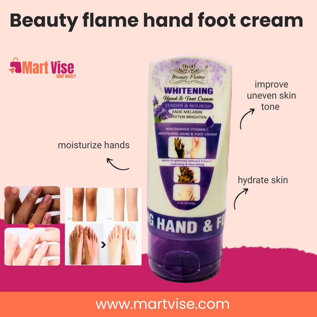 Beauty Flame Hand & Foot Whitening Cream – Niacinamide + Vitamin C Moisturizing Formula
