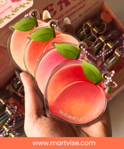 peach-shaped-highlighter-compacts.jpg – peach-shaped highlighter cases in multiple shimmer shades