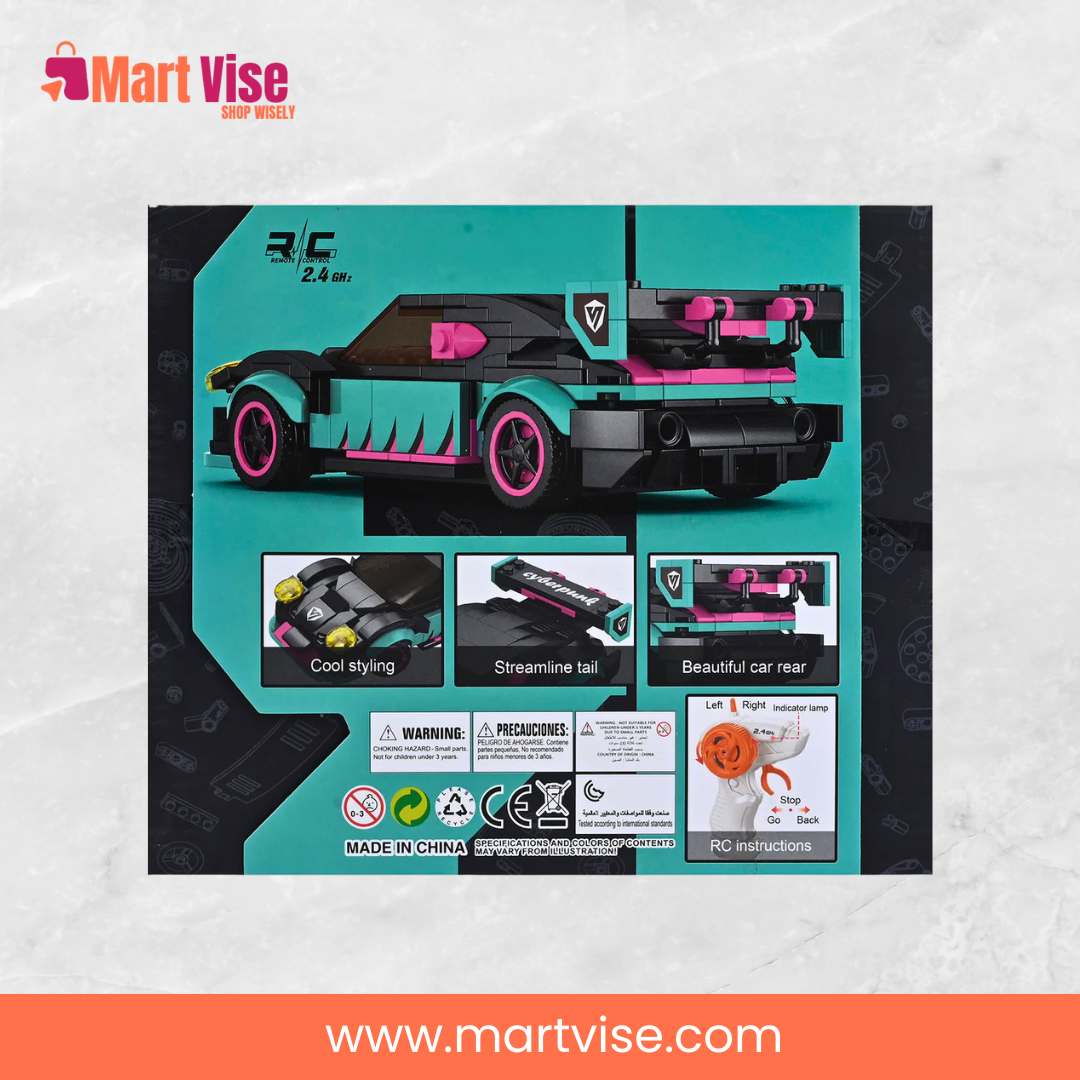 lego-style-rc-racing-car.jpg – black and pink LEGO-style RC racing car for children