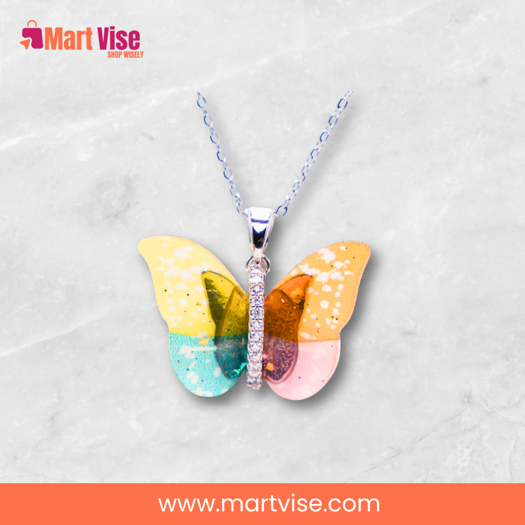 butterfly-necklace-you-deserve-it-series-2.jpg – Multicolor butterfly pendant silver chain necklace