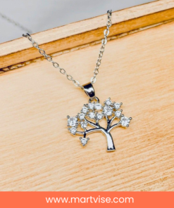 stainless-steel-tree-necklace-chain.jpg – Chain view of tree pendant necklace showing fine craftsmanship.