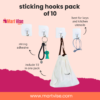 Heavy Duty Transparent Adhesive Hanging Hook Stickers – Pack of 10