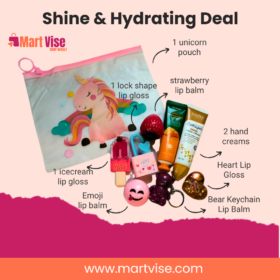 Shine & Hydrating Deal – Complete Hand & Lip Care Gift Set with Unicorn Pouch