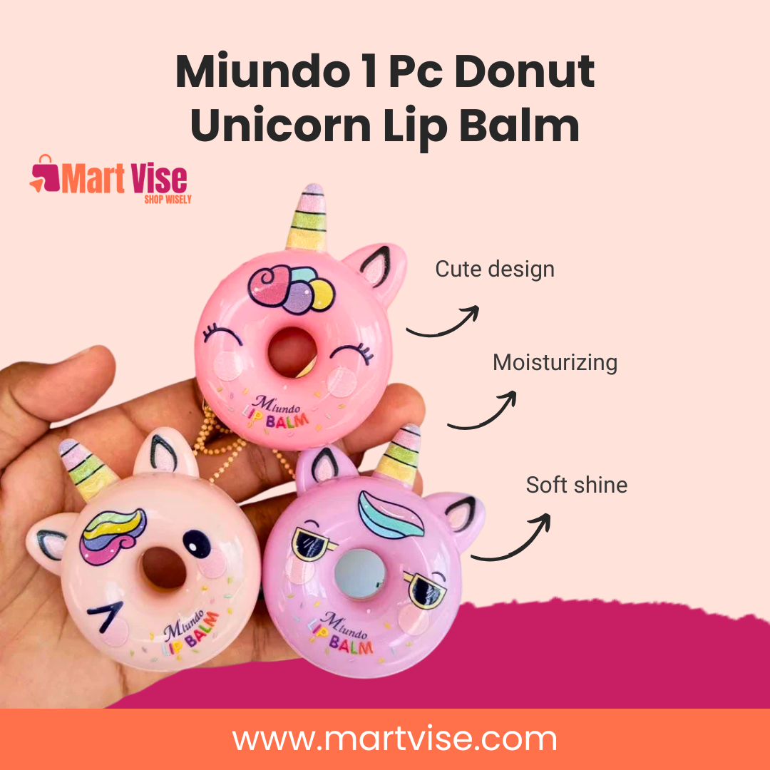 Miundo Donut Unicorn Lip Balm – Cute, Moisturizing & Soft Shine Finish