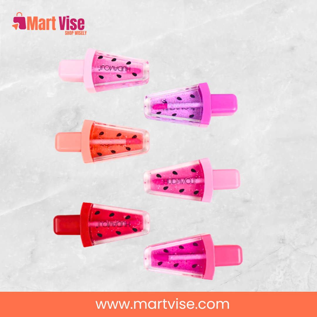 huda-moji-clear-lip-gloss.jpg – Huda Moji transparent lip gloss in cute watermelon popsicle packaging