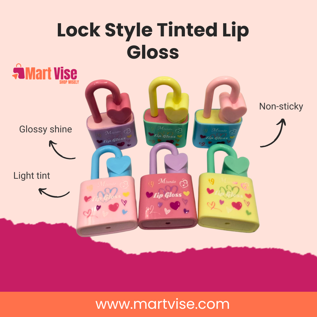 Lock Style Tinted Lip Gloss – Cute Design, Glossy Shine & Non-Sticky Finish