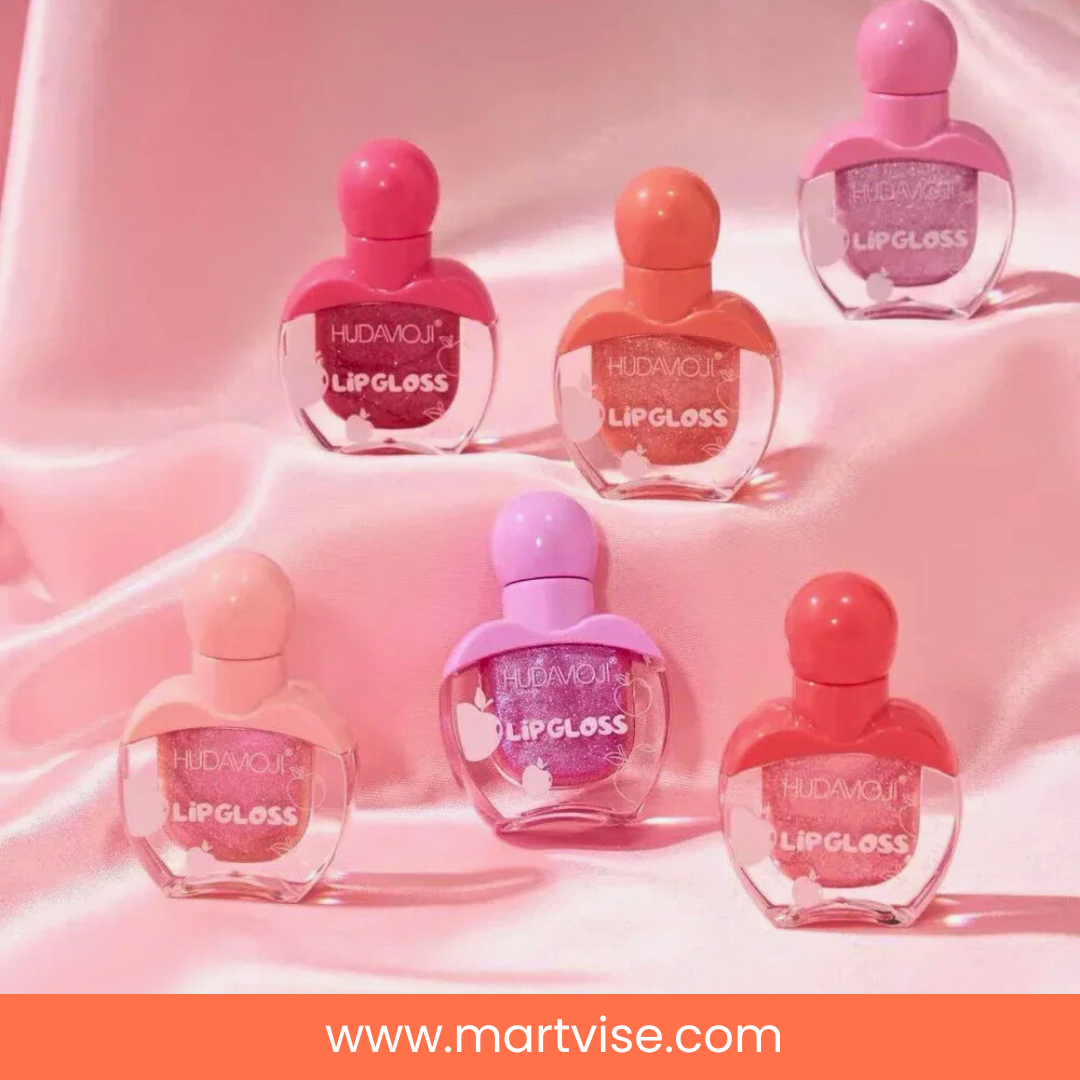 hudamoji-sweet-fragrant-lipgloss-display-box.jpg — hudamoji sweet fragrant lipgloss display box with multiple mini gloss bottles