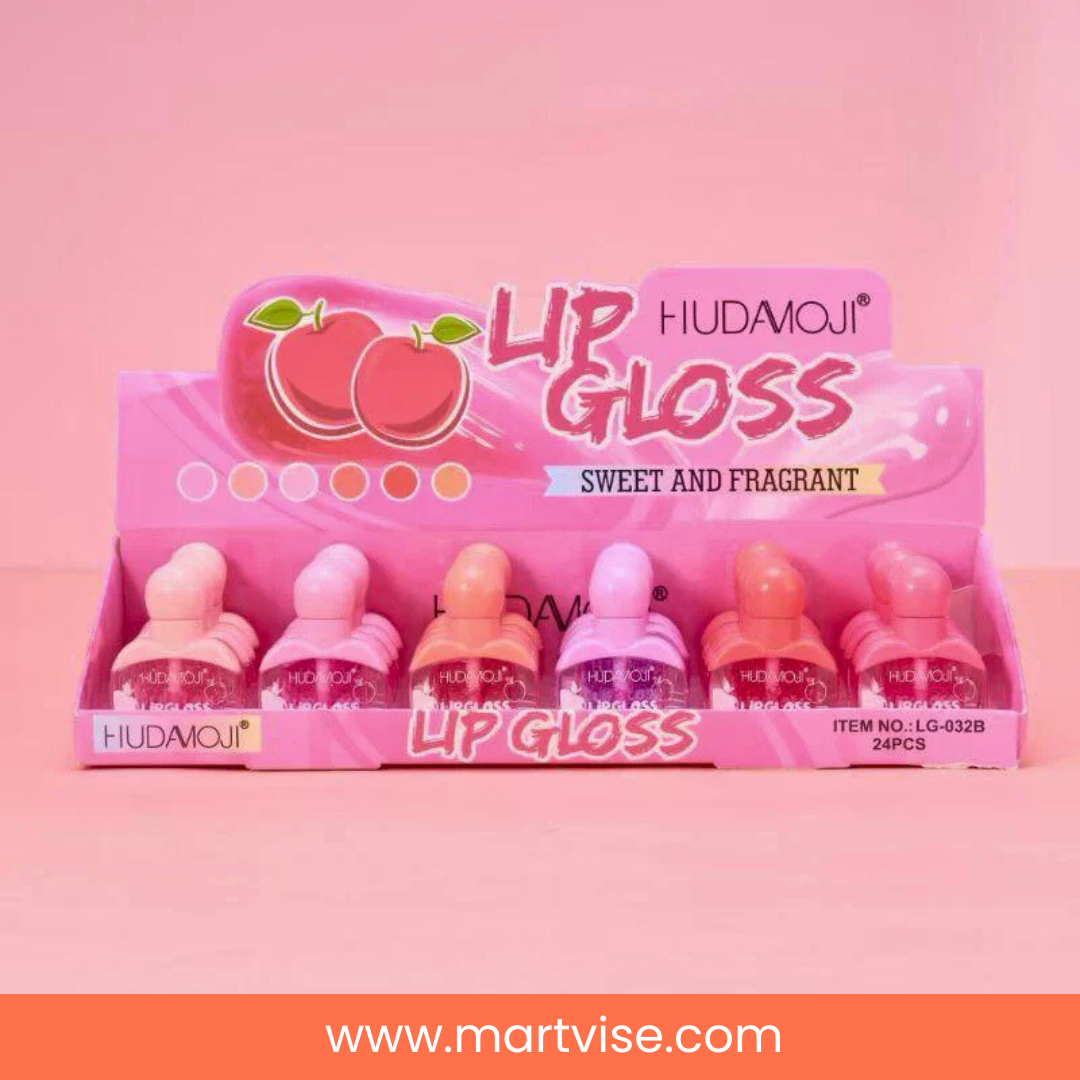 hudamoji-sweet-fragrant-lipgloss-transparent-shine.jpg — transparent shine finish of hudamoji sweet fragrant lipgloss for glossy lips