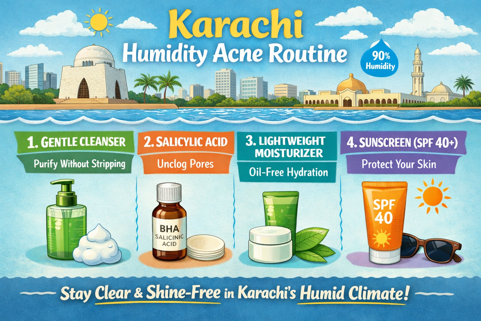 Skincare in Pakistan 2026 for Karachi humidity acne routine