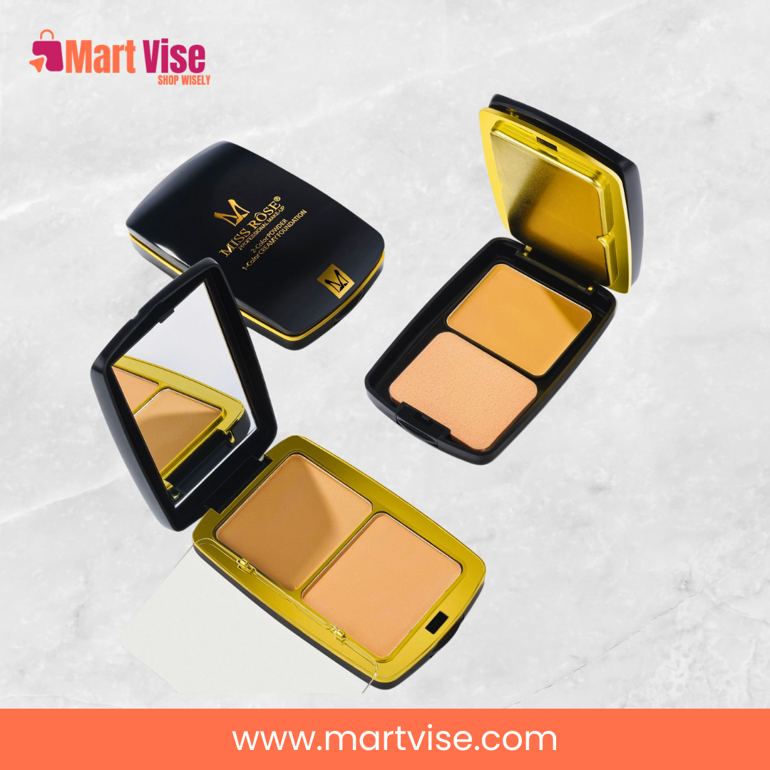 miss-rose-face-powder-foundation-shade2-flatlay.jpg – Flat lay of Miss Rose Face Powder Foundation with MartVise branding.