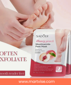 sadoer-honey-peach-foot-mask-cuticles.jpg — foot mask socks to soften cuticles and smooth tender feet texture