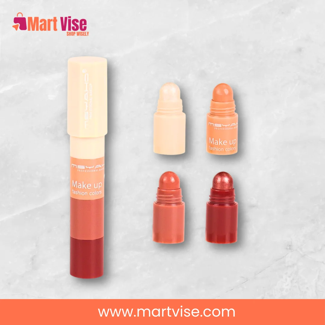 MsyaHo 4 in 1 Makeup Stick – Contour, Blush, Highlight & Conceal (Shade 1)