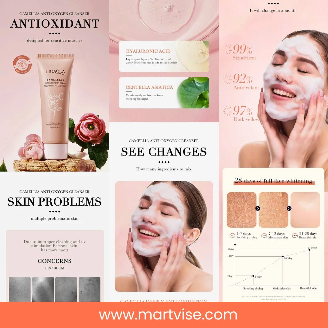 BIOAQUA Camellia Facial Cleanser – Gentle, Rejuvenating & Antioxidant-Rich Glow