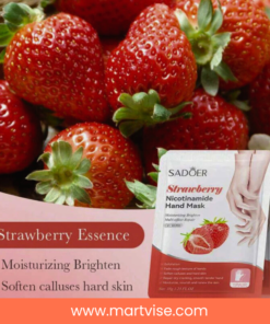 sadoer-strawberry-hand-mask-nicotinamide.jpg — nicotinamide hand mask to support smoother texture and fresher-looking hands