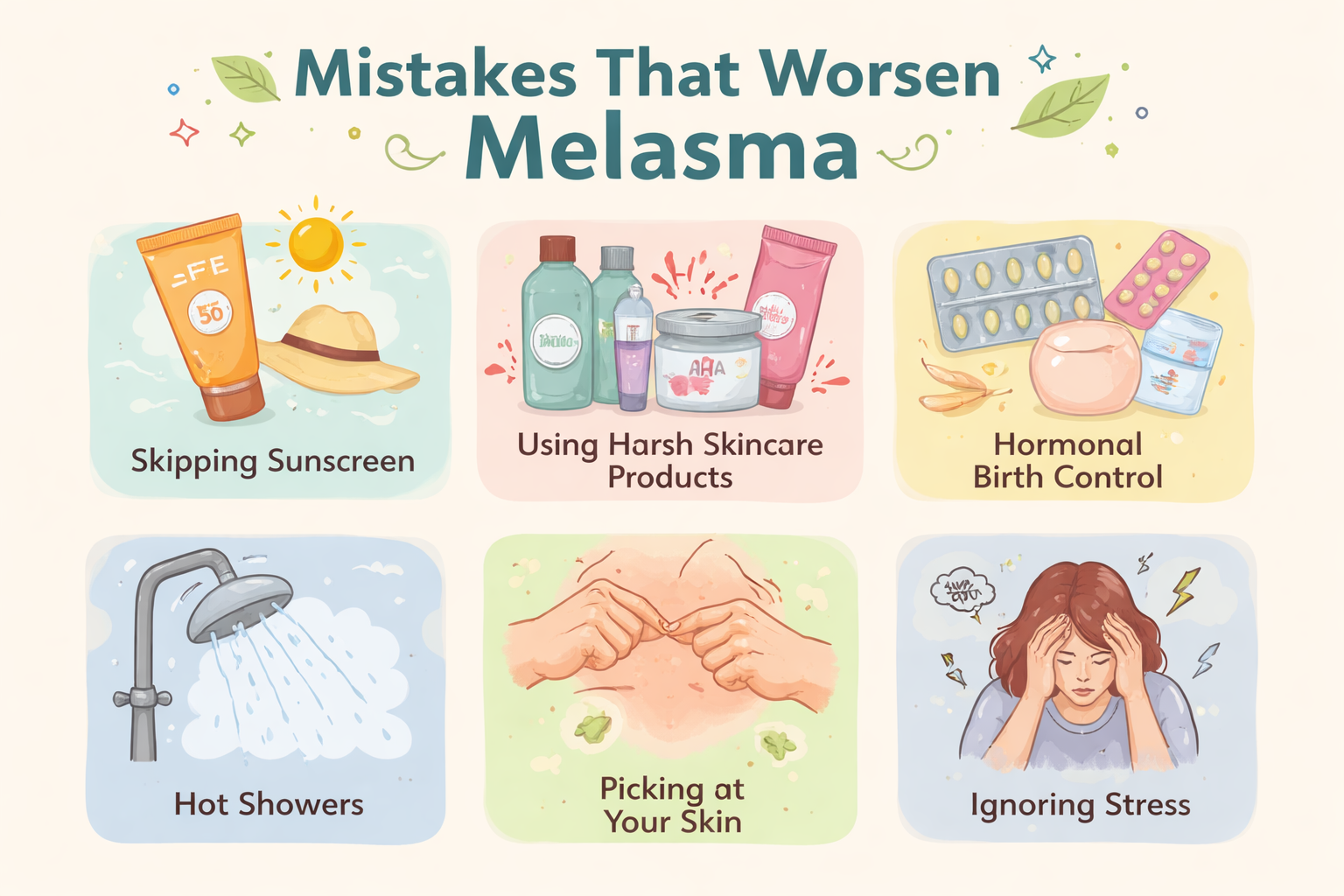 mistakes that worsen melasma in Pakistani skin like mix creams and harsh scrubs
