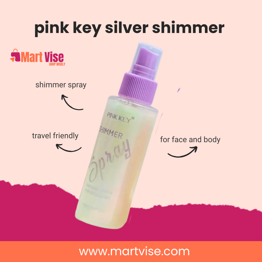 Pink Key Shimmer Spray Silver – Face & Body Glow Mist