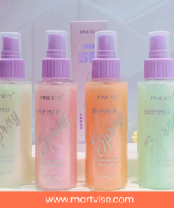 pink-key-shimmer-spray-peach.jpg – Pink Key Shimmer Spray Peach face and body glow mist.