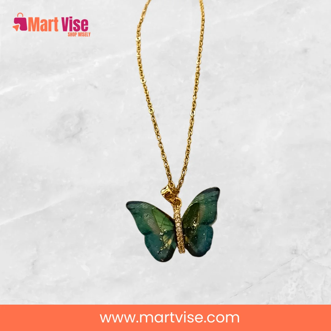 Elegant Butterfly Pendant Necklace – Stainless Steel “You Deserve It” Collection