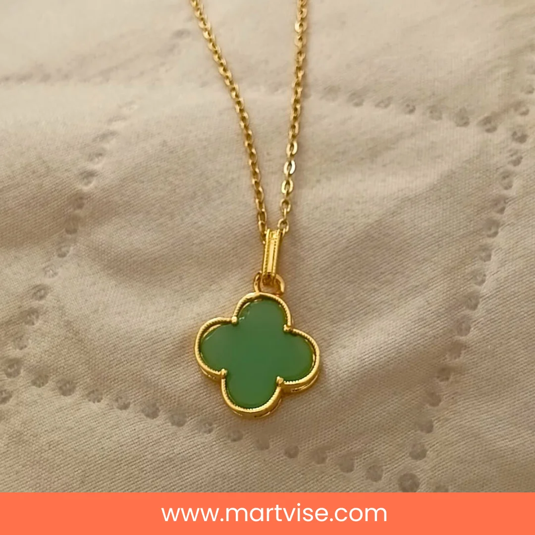 Stainless Steel Gold Clover Necklace – You Deserve It Series