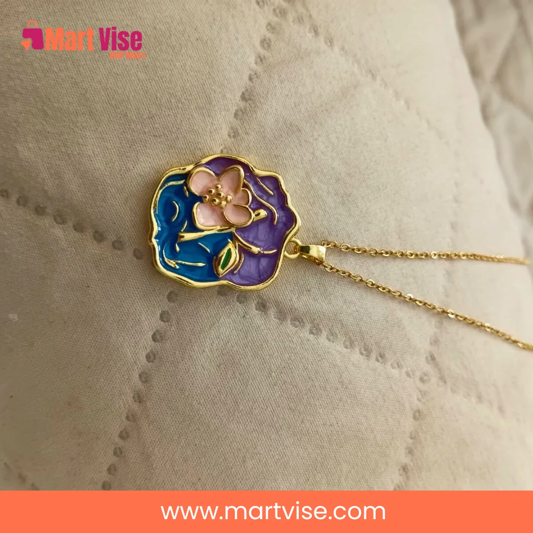 Elegant Enamel Flower Pendant Necklace – You Deserve It Series 