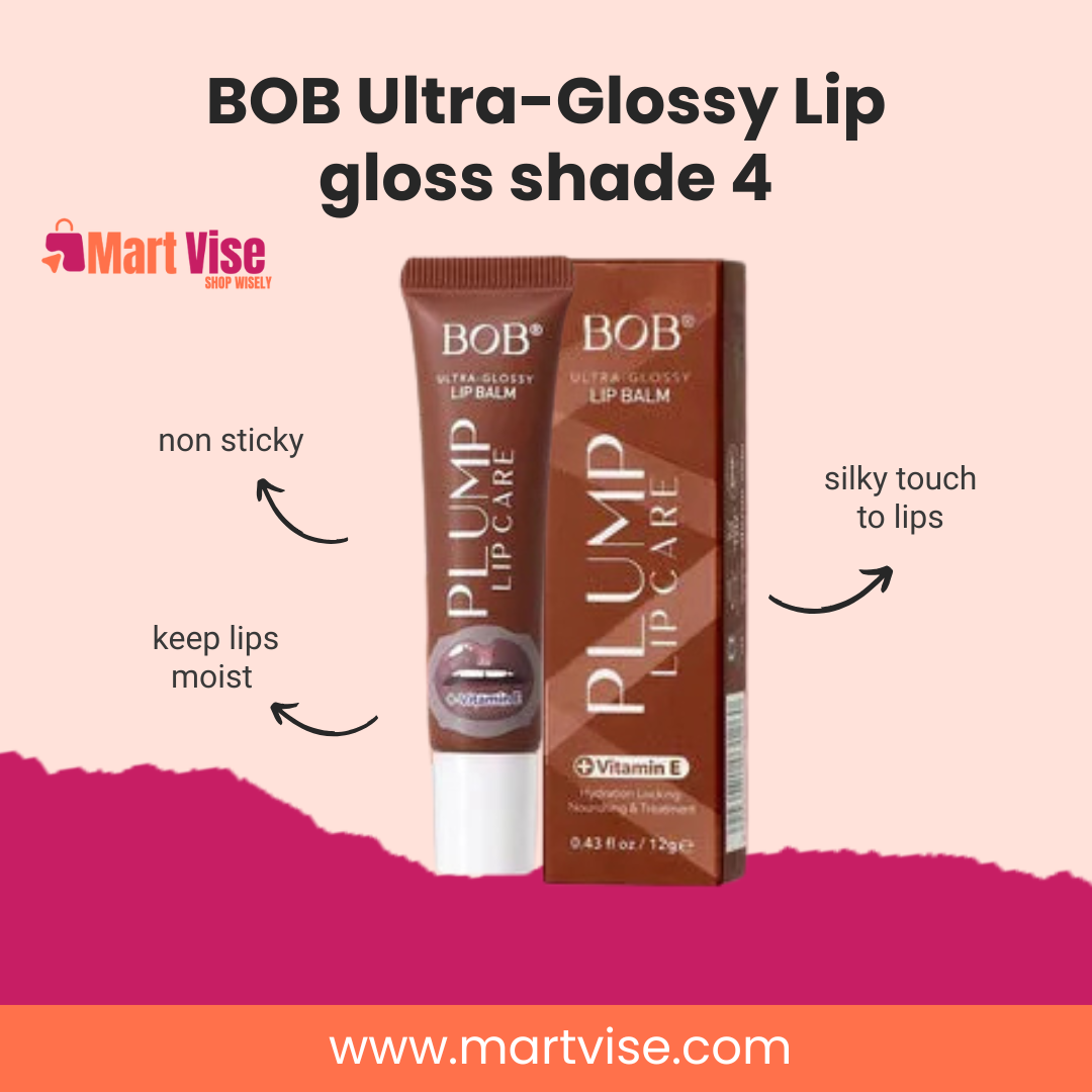 BOB Ultra-Glossy Lip gloss shade 4 – Non-Sticky Nude Shine