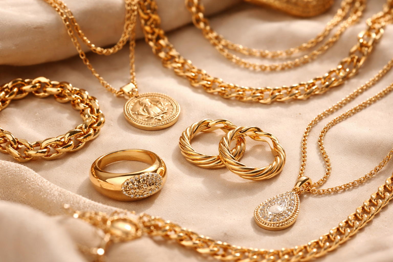 gold-plated vs imitation jewelry finish comparison close-up