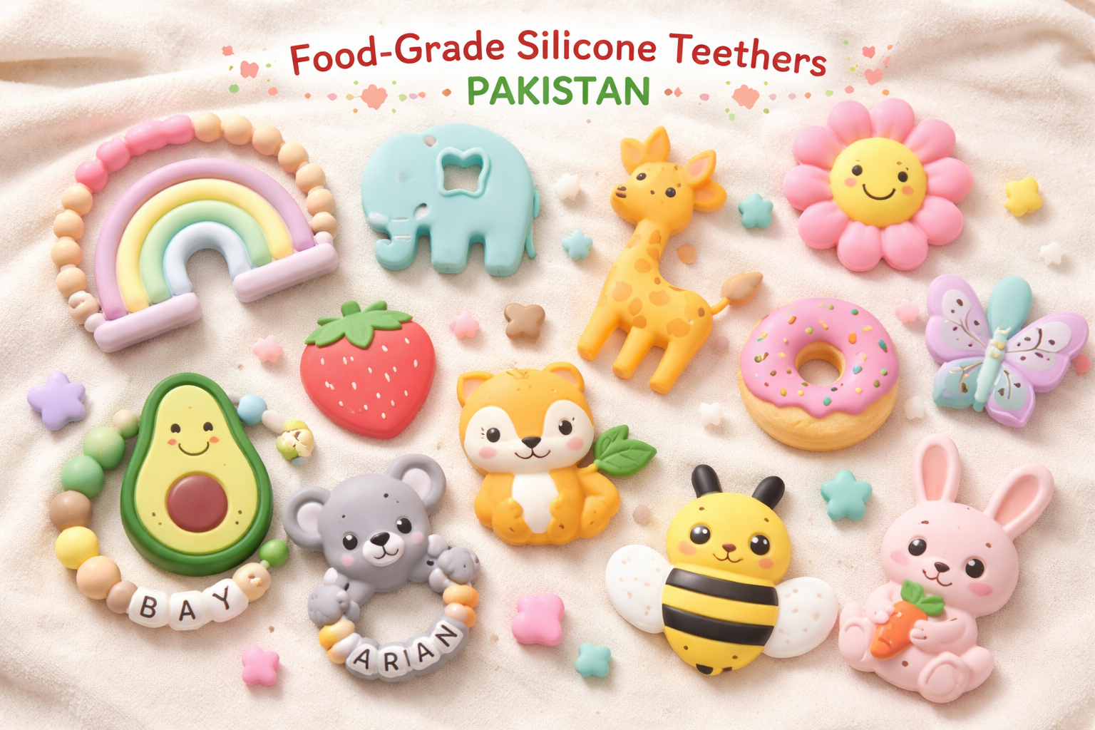 Safe and non-toxic toys in Pakistan silicone teether example